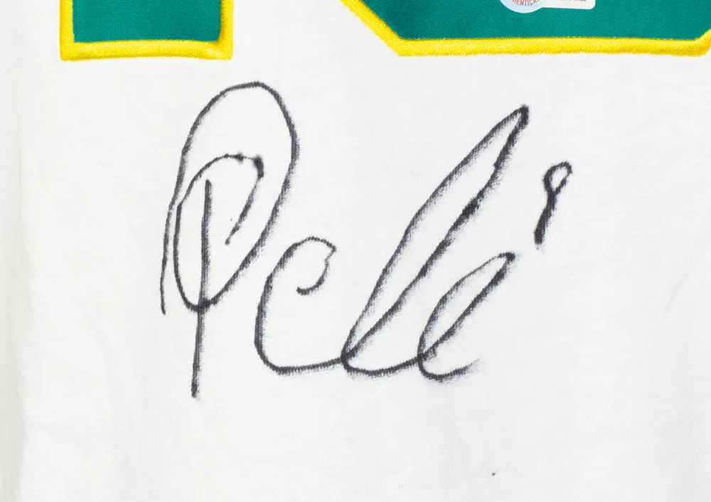 Pele Signed White New York Cosmos Soccer Jersey BAS