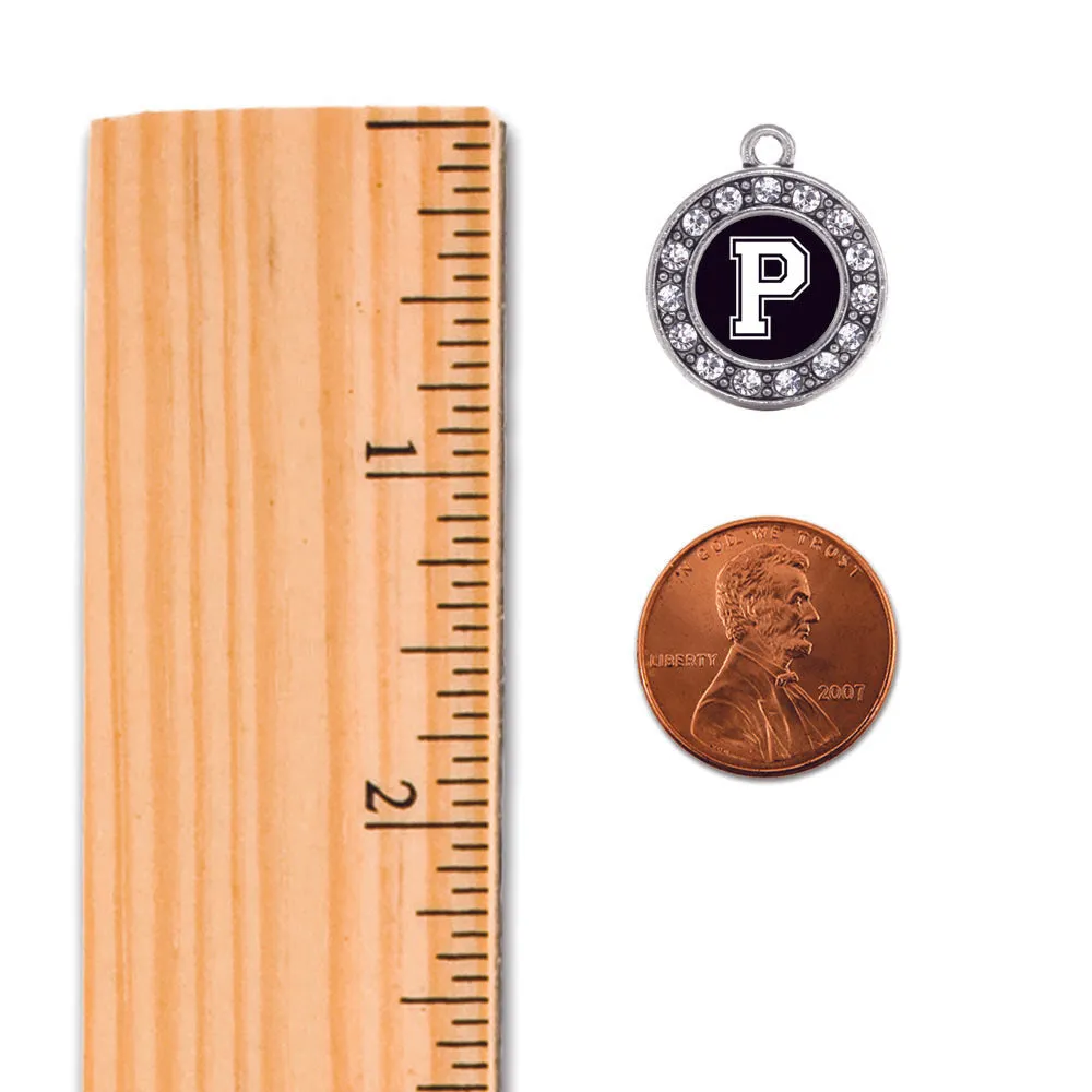 Silver Soccer - Sports Initial P Circle Charm Classic Necklace