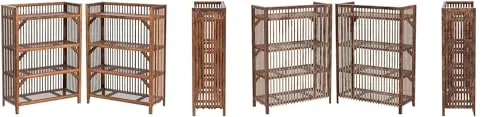 Synergy - Natural Bamboo Cane Multipurpose Rack for Shoes Books Slipper Planter Organize Rack with 4 self or compartmaent,Size:27 * 24 * 12 inch, Utility Rack Colour:Brown